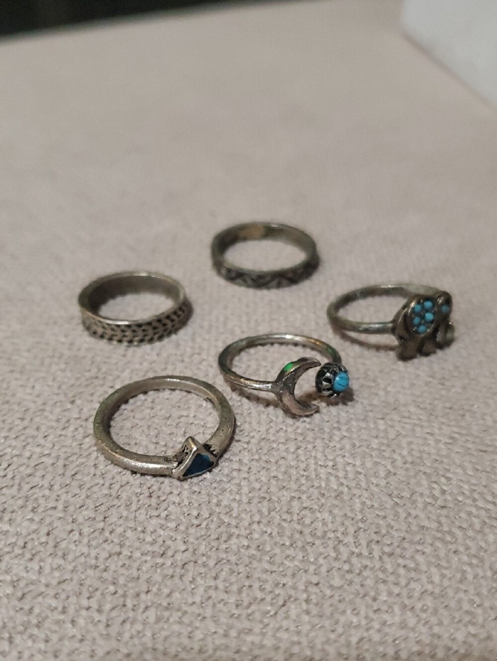 Stackable Boho Rings with Blue Turquoise Accents - Picture 3 of 4